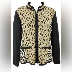 TanJay 1X Zip-Up Leopard Print Sweater -Women’s 1X